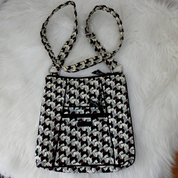 Handbags - Crossbody Vera Bradley Triple Zip Hipster Black & White Scottie Dog Retired